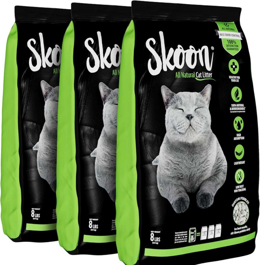 cat litter Skoon | (3 Bags) Skoon All-Natural Cat Litter Light-Weight, Non-Clumping, Low Maintenance, Eco-Friendly - Absorbs, Locks And Seals Liquids For Best Odor Control.