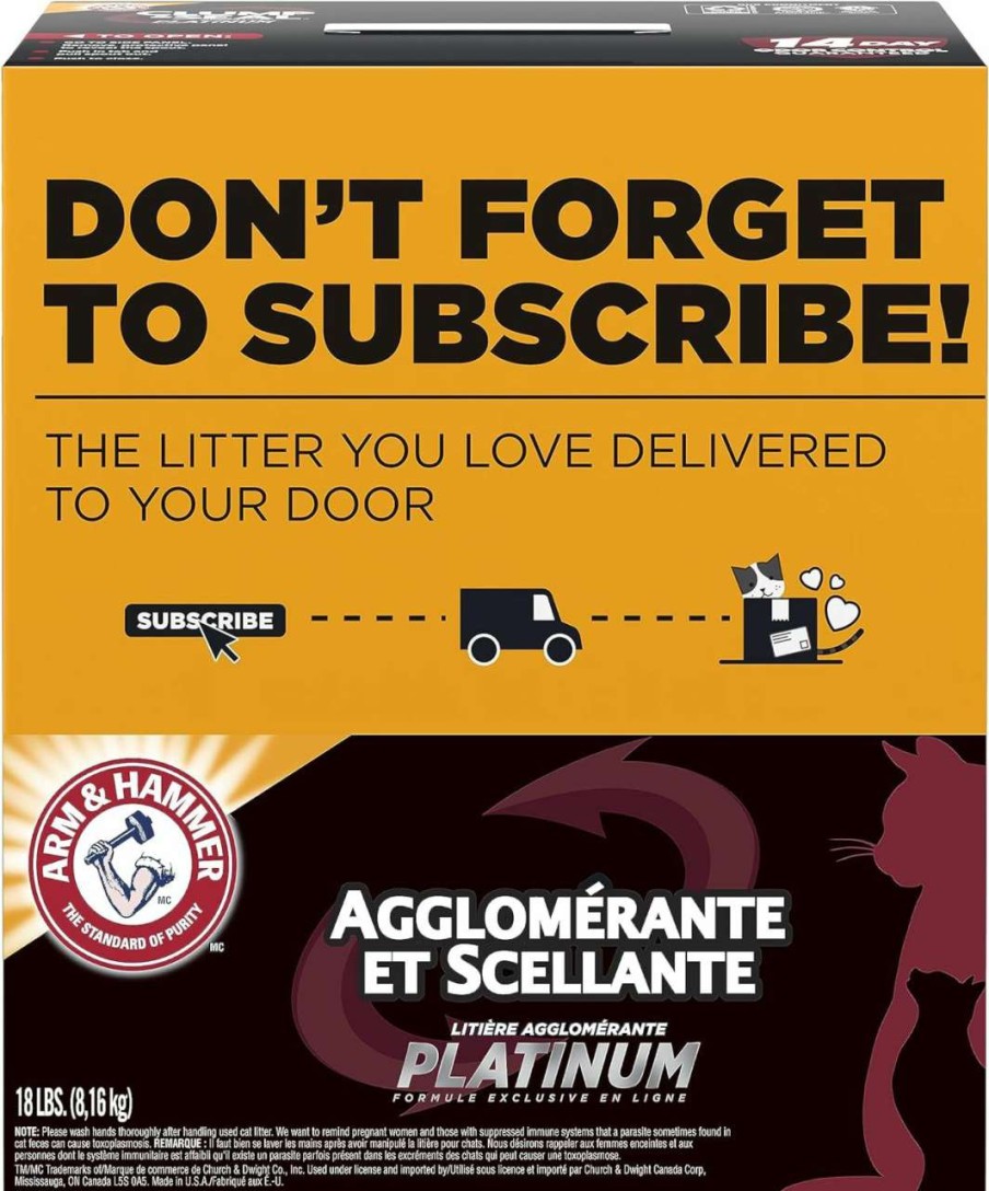 cat litter Arm & Hammer | Arm & Hammer Clump & Seal Platinum Multi-Cat Complete Odor Sealing Clumping Cat Litter, 14 Days Of Odor Control 18Lb, Online Exclusive Formula