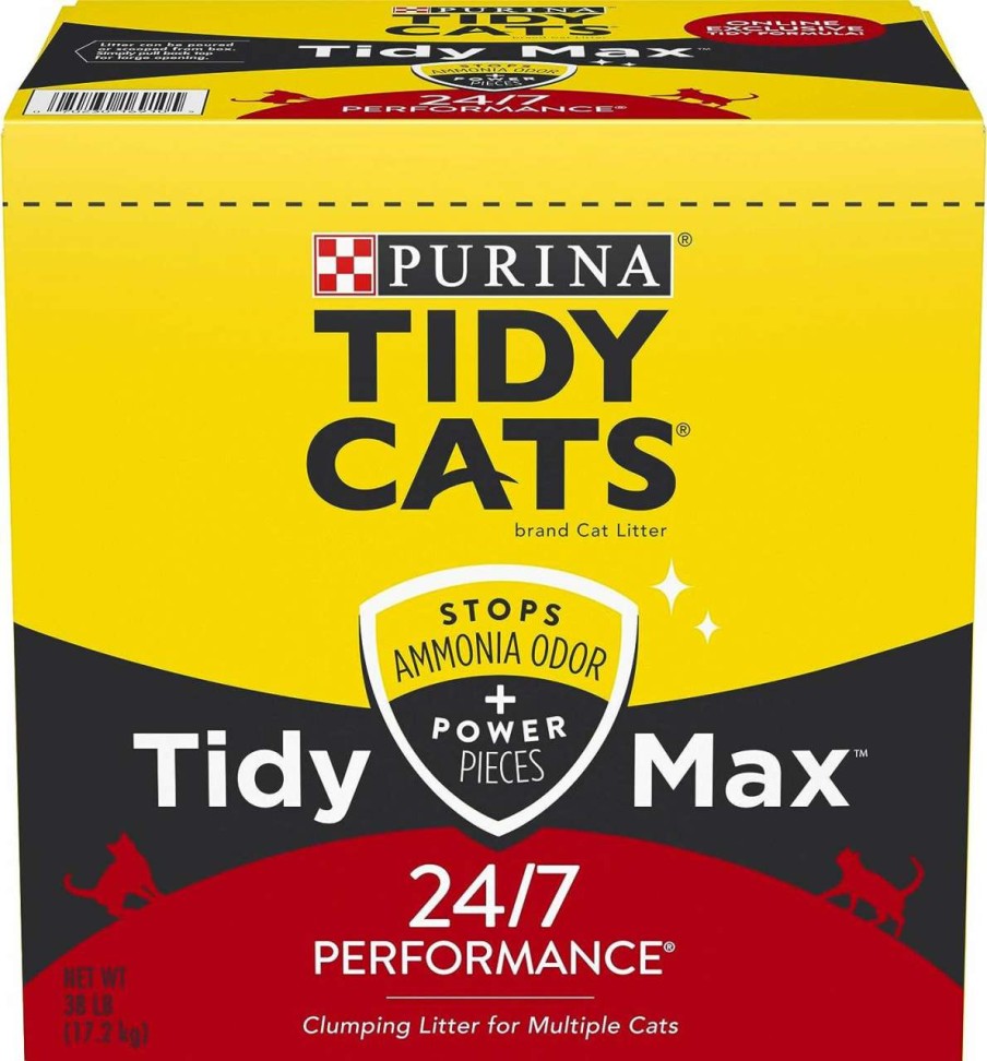 cat litter Purina Tidy Cats | Purina Tidy Cats Clumping Cat Litter, Tidy Max 24/7 Performance Multi Cat Litter - 38 Lb. Box