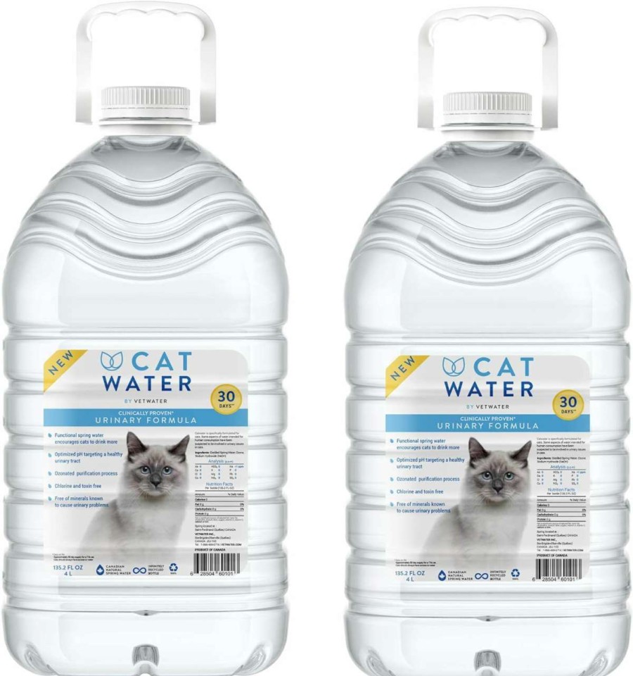 cat food CATWATER | Catwater By Vetwater | Ph-Balanced And Mineral-Free Cat Water | Clinically Proven Urinary Formula | Helps Prevent Cat Urinary Issues, Flutd | 135.2 Oz, 2-Pk, Clear (Cw60101-2)