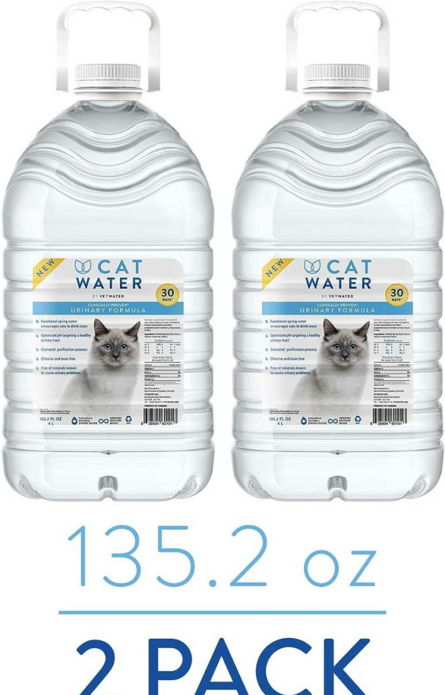 cat food CATWATER | Catwater By Vetwater | Ph-Balanced And Mineral-Free Cat Water | Clinically Proven Urinary Formula | Helps Prevent Cat Urinary Issues, Flutd | 135.2 Oz, 2-Pk, Clear (Cw60101-2)