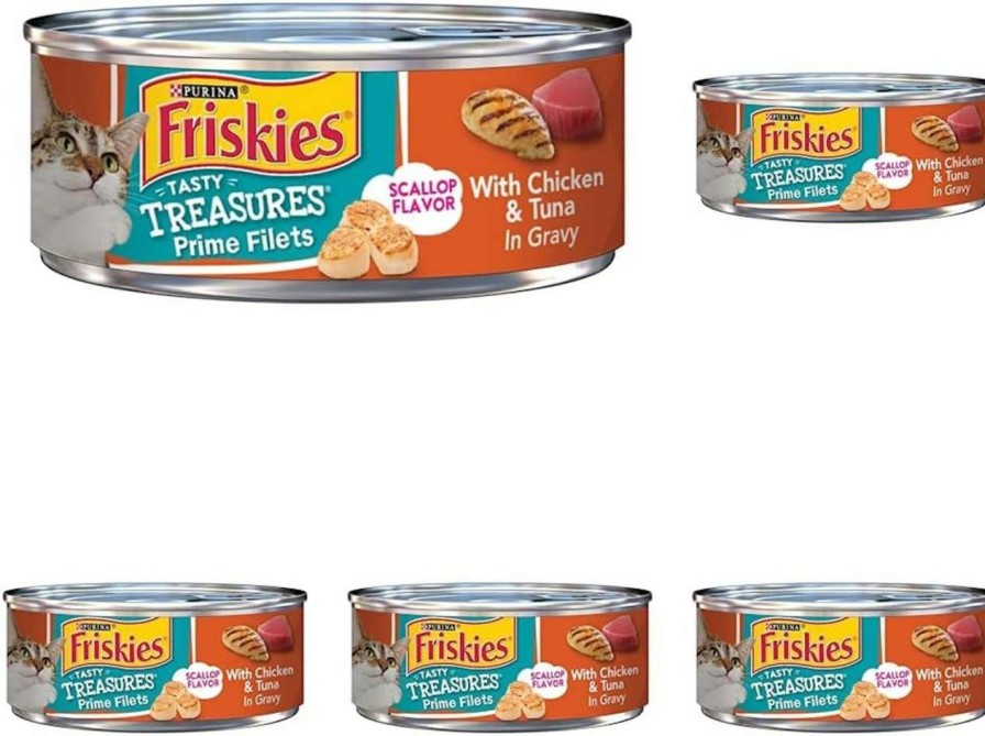 cat food Friskies | Friskies Canned Tasty Treasures Cat Food, Chicken, Tuna And Cheese, 5.5 Oz, 5 Pack