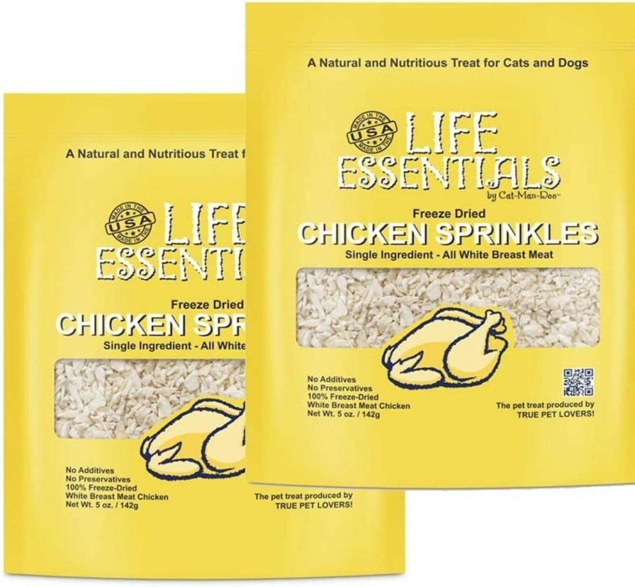 cat food dry LIFE ESSENTIALS BY CAT-MAN-DOO | Life Essentials By Cat-Man-Doo All Natural Freeze Dried Chicken Crushed Sprinkles Powder For Dogs & Cats - No Fillers, Preservatives, Or Additives - No Grain Tasty Treat