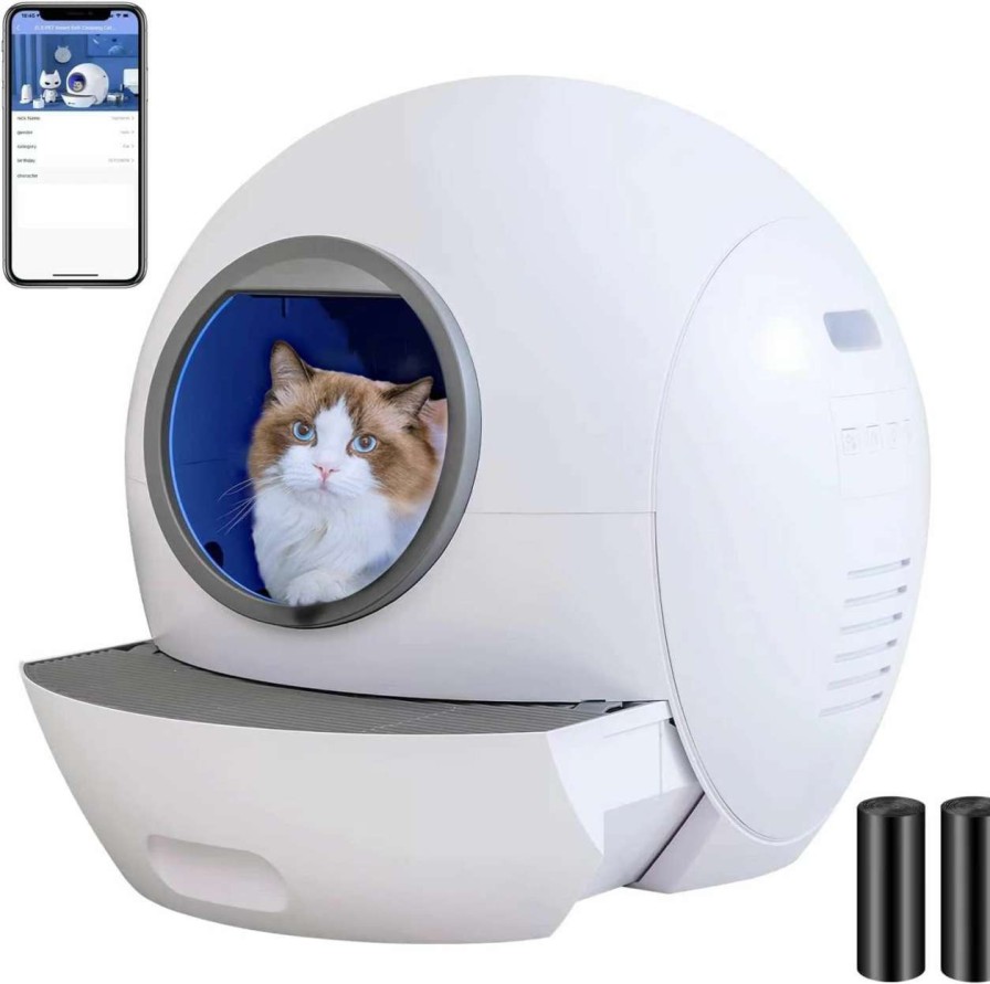 cat litter hanaiette | Haarunpet Self Cleaning Cat Litter Box,Automatic Litter Box For Multiple,App Control Automatic Cat Littler Box With Mat,Suitable For All Kinds Of Cat, Odor Removal, Easy To Disassemble And Wash