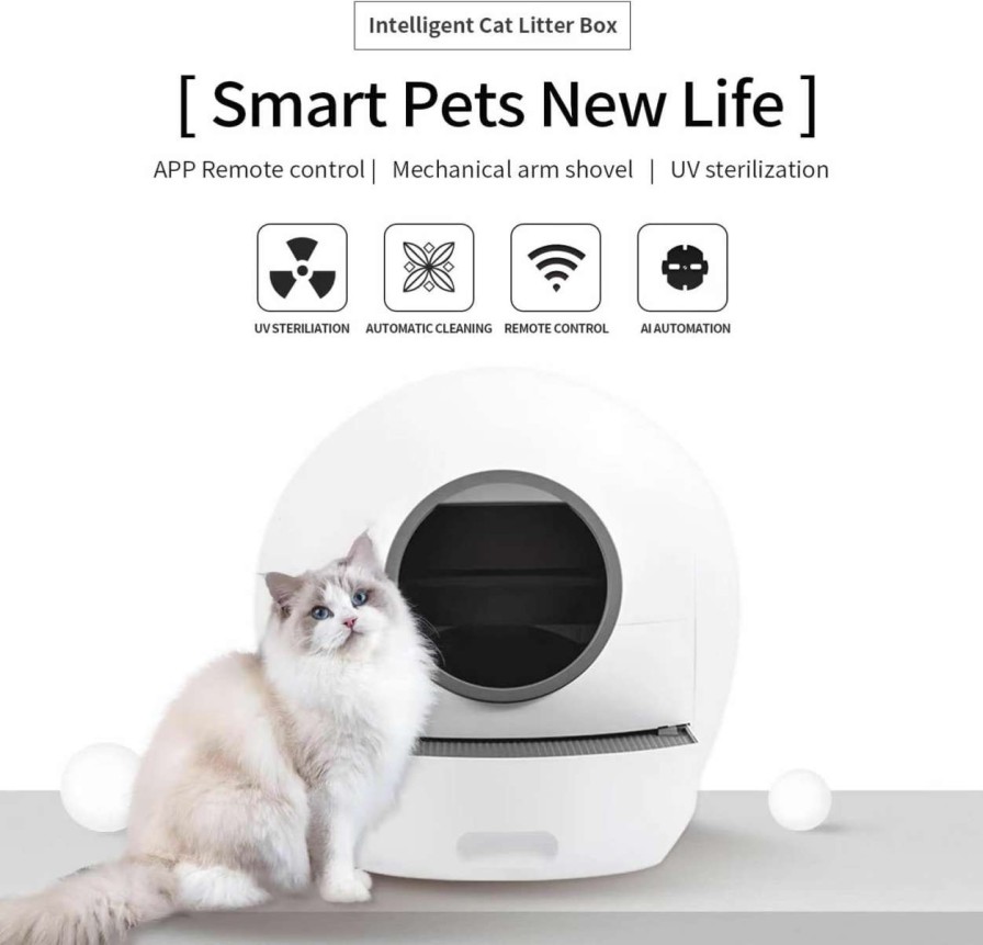 cat litter hanaiette | Haarunpet Self Cleaning Cat Litter Box,Automatic Litter Box For Multiple,App Control Automatic Cat Littler Box With Mat,Suitable For All Kinds Of Cat, Odor Removal, Easy To Disassemble And Wash