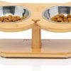 cat food NibbleyPets | Nibbleypets Elevated Cat Bowl Stand - 2 Stainless Steel Cat Bowls For Food & 12 Bamboo Raised Pet Feeder With Anti Slip Feet - Perfect Ergonomic Anti Vomit Tilted Cat Food Bowls For Cats