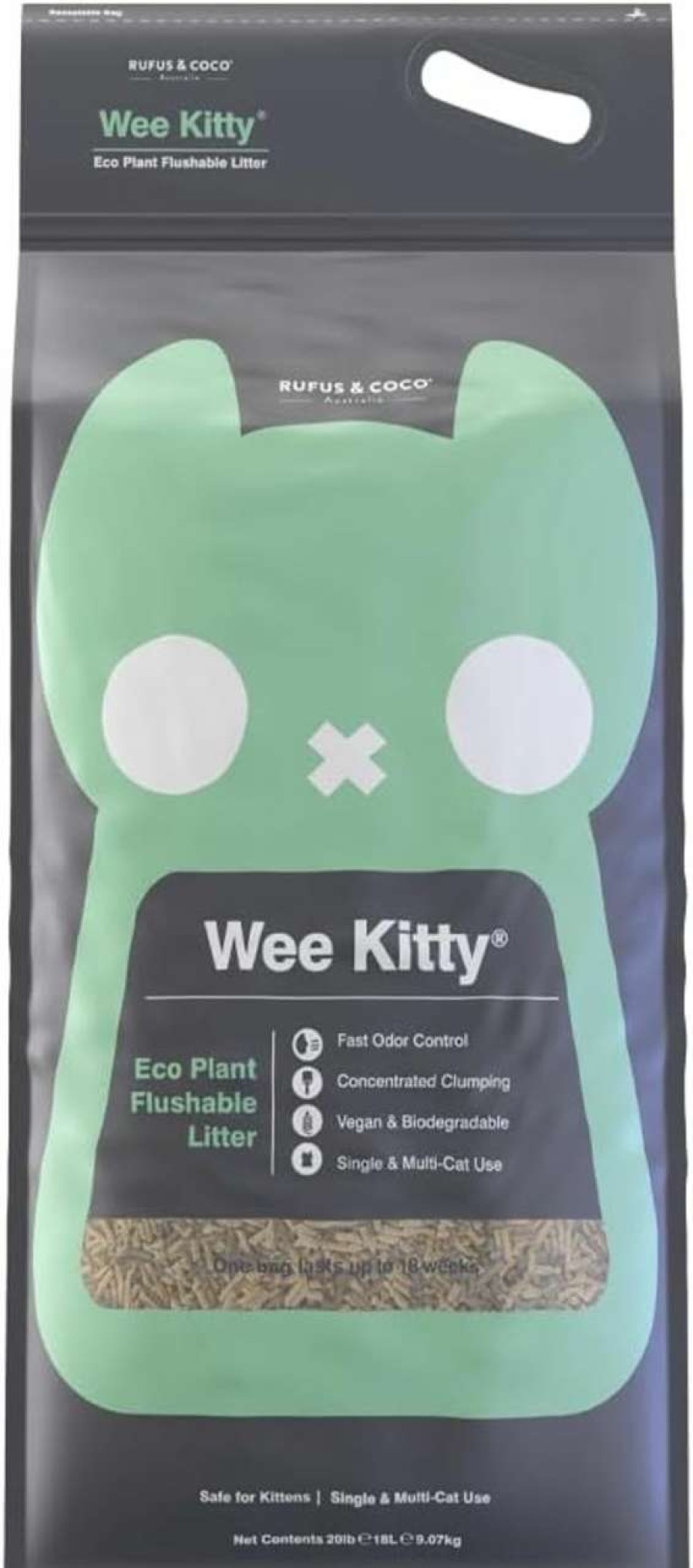 cat litter Rufus & Coco | Rufus & Coco Wee Kitty Eco Plant Tofu Cat Litter | Natural Flushable Clumping Cat Litter | Low Tracking Biodegradable Soy Pellets | Super Absorbent Soy Bean Fibres 8.8 Lbs