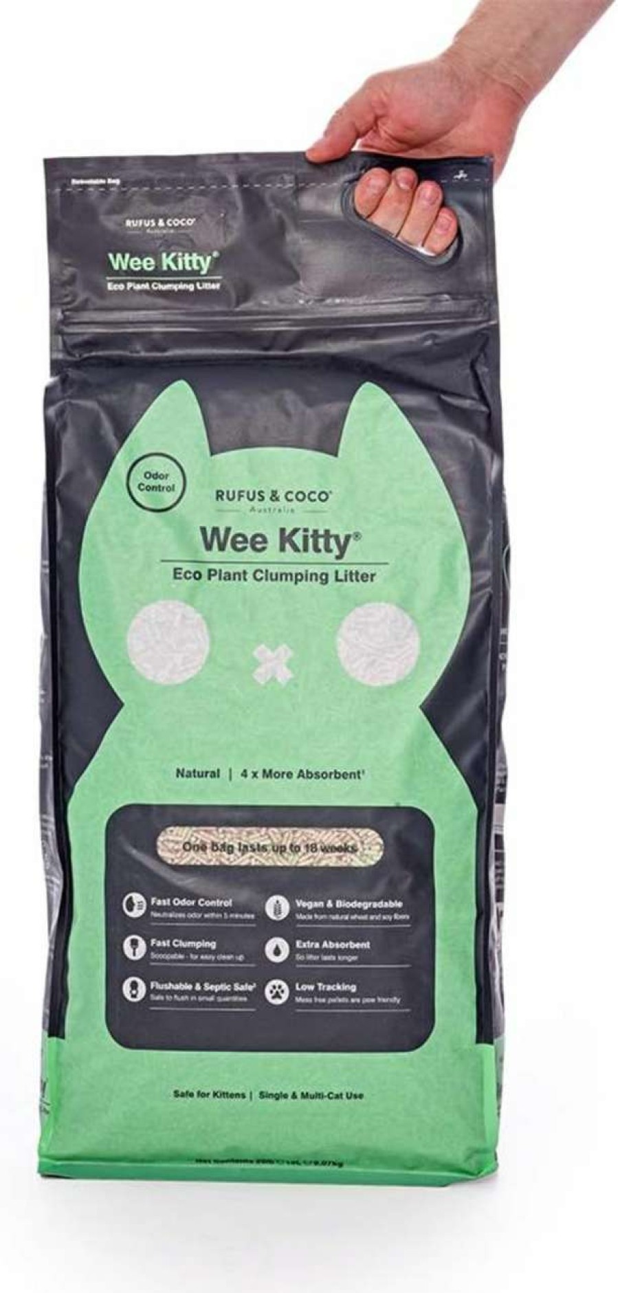 cat litter Rufus & Coco | Rufus & Coco Wee Kitty Eco Plant Tofu Cat Litter | Natural Flushable Clumping Cat Litter | Low Tracking Biodegradable Soy Pellets | Super Absorbent Soy Bean Fibres 8.8 Lbs