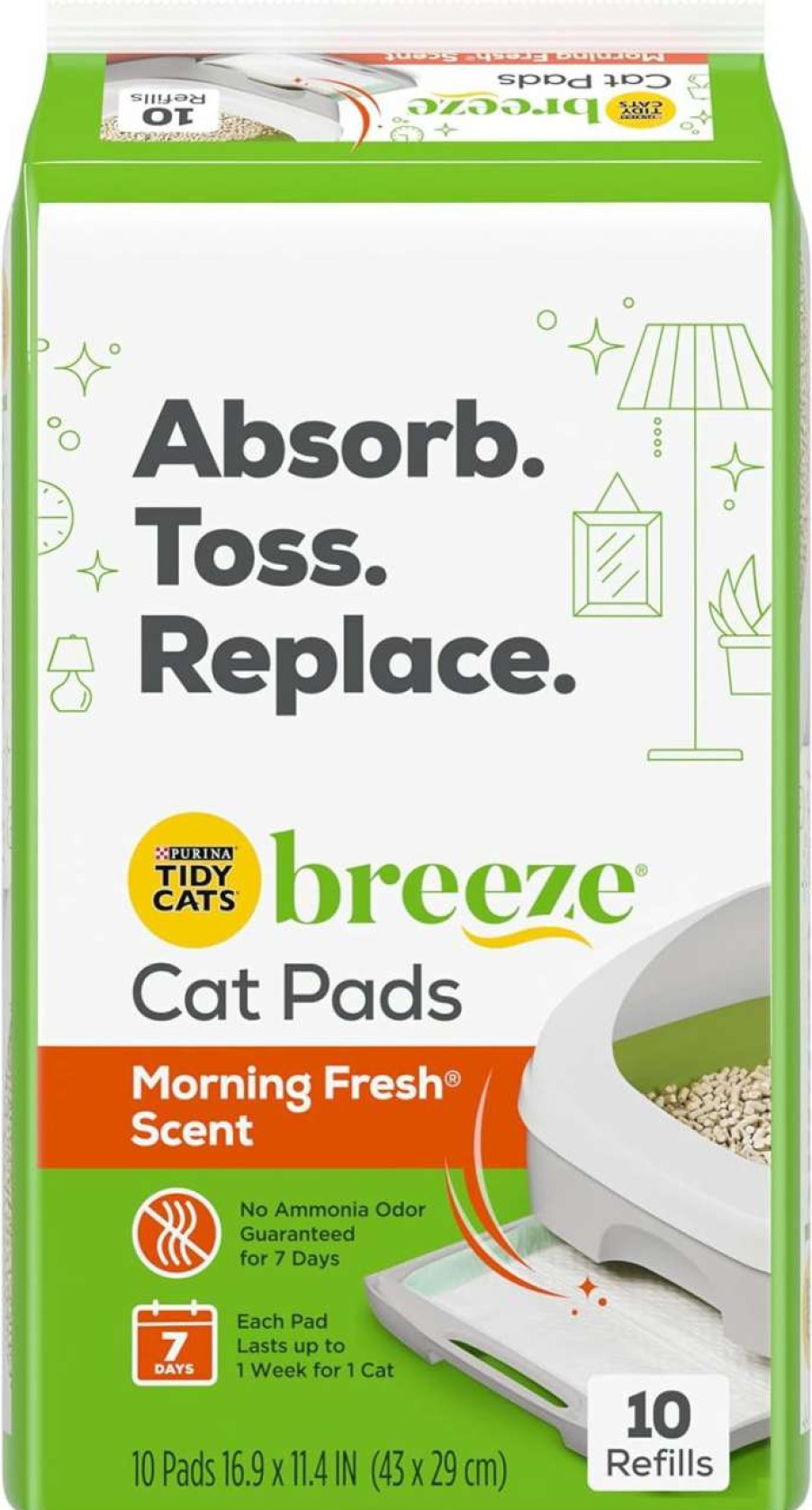 cat litter Purina Tidy Cats | Purina Tidy Cats Breeze Litter System Cat Pad Refills, Breeze Morning Fresh Scent 10Ct. Refill Pack - 10 Ct. Box