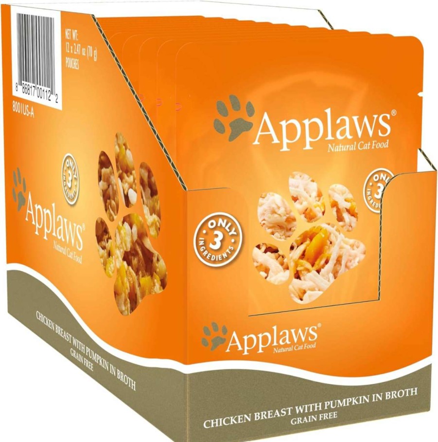 cat food wet Applaws | Applaws Natural Wet Cat Food, 12 Count, Limited Ingredient Wet Cat Food Pouches, Tuna Fillet With Shrimp, 2.47Oz Pouches