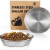 cat food dry Petdream | 5.9'' Wide Whisker Friendly Cat Bowl, Sus 304 Stainless Steel Cats Bowls Set, 2 Pcs Shallow Metal Water Bowl With Non Slip Pads, Indoor Kitten Feeding Wet & Dry Food Dish To Prevent Whisker Fatigue