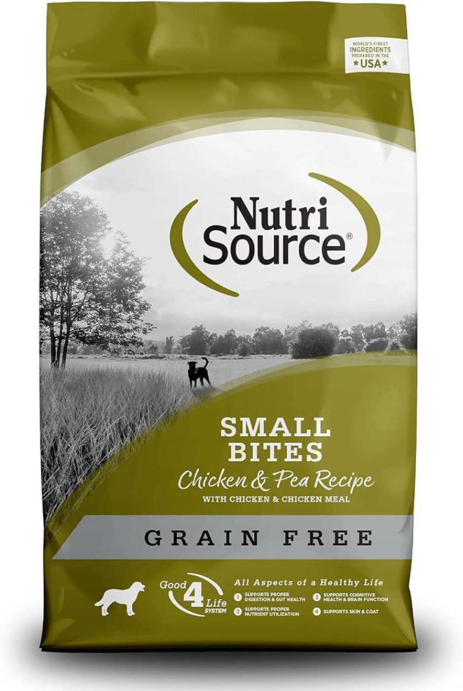 cat food dry NutriSource | Nutrisource Grain-Free Dog Food, Small Bites, Made With Chicken And Peas, 15Lb, Dry Dog Food