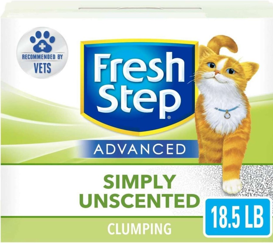 cat litter Fresh Step | Fresh Step Advanced, Unscented Clumping Cat Litter, Gray, 18.5 Lbs (Packaging May Vary)