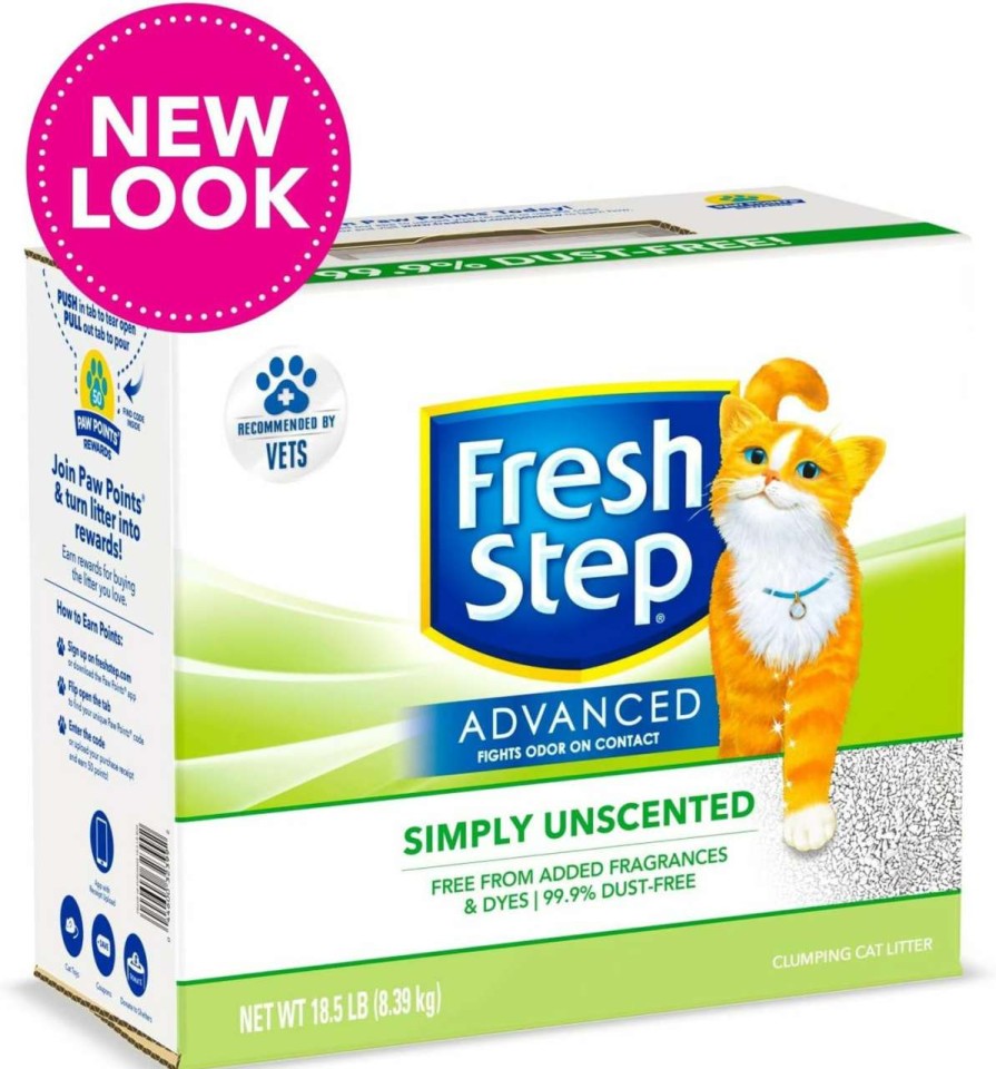 cat litter Fresh Step | Fresh Step Advanced, Unscented Clumping Cat Litter, Gray, 18.5 Lbs (Packaging May Vary)