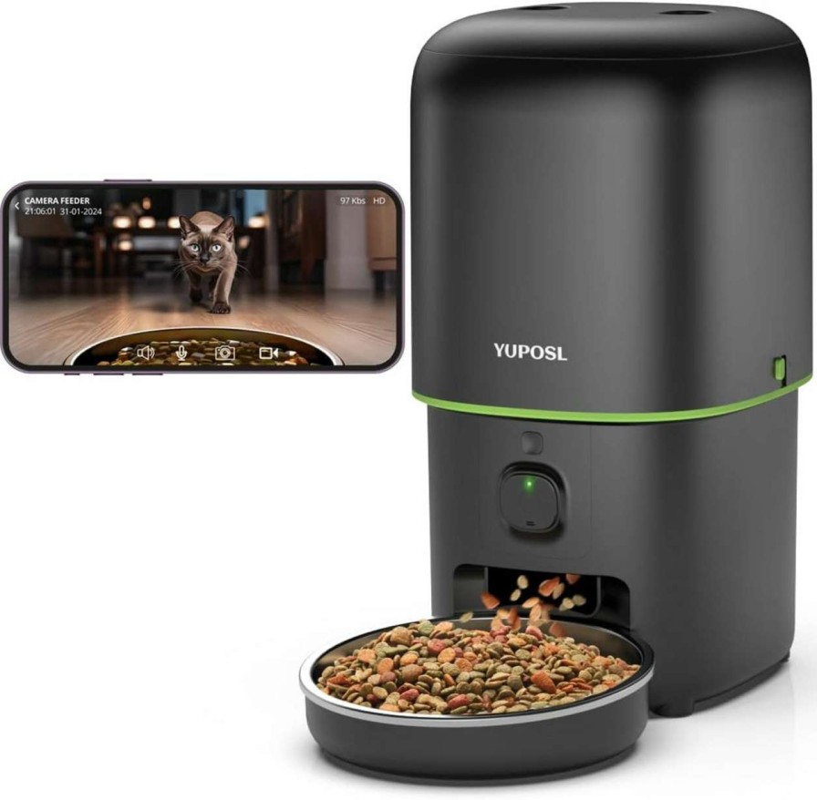 cat food Yuposl | Yuposl Automatic Cat Feeders With Camera - 5G Wifi App Control 1080 Hd Video With Night Vision, 2-Way Audio 16Cup/136Oz Cat Food Dispenser Easy To Use And Clean, Timed Pet Feeder Also For Dogs