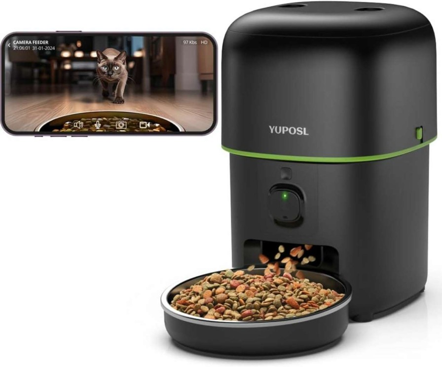 cat food Yuposl | Yuposl Automatic Cat Feeders With Camera - 5G Wifi App Control 1080 Hd Video With Night Vision, 2-Way Audio 8Cup/68Oz Cat Food Dispenser Easy To Use And Clean, Timed Pet Feeder Also For Dogs