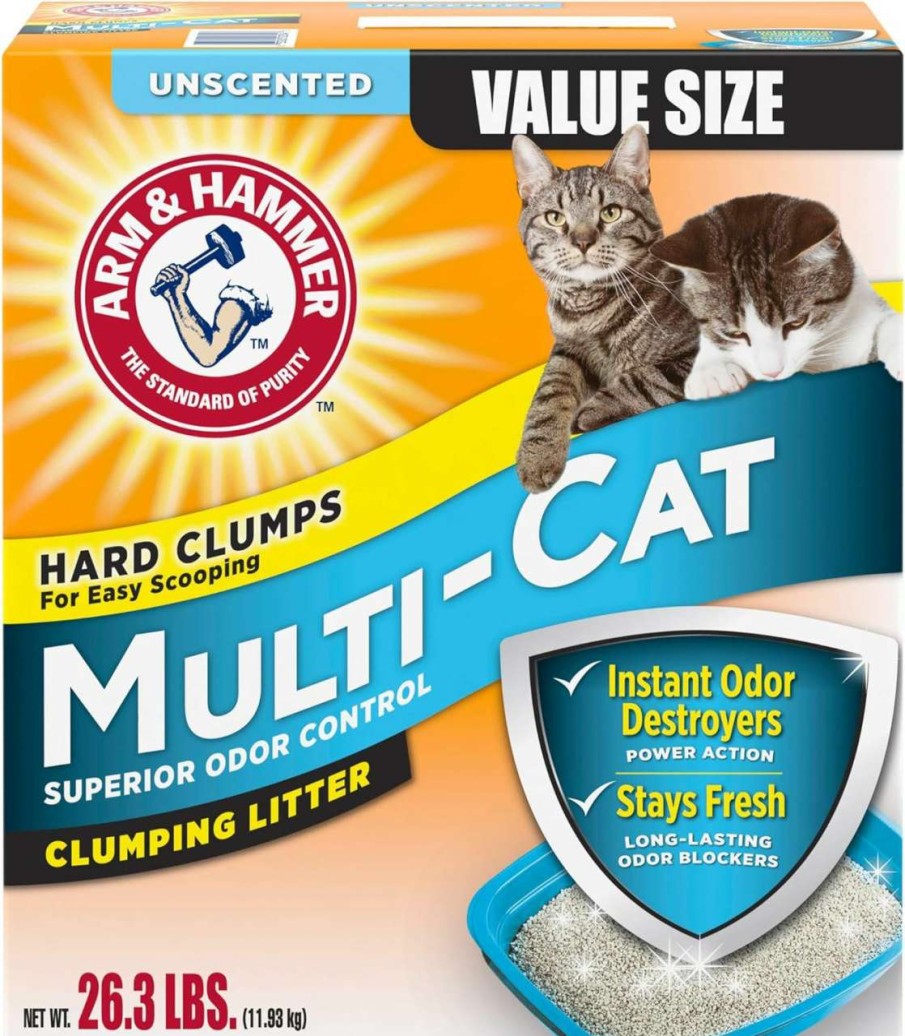 cat litter Arm & Hammer | Arm & Hammer Multi-Cat Clumping Litter Unscented, 26.3Lb