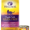 cat food Wellness | Wellness Complete Health Natural Grain Free Salmon & Herring Indoor Dry Cat Food, 2.25 Pound Bag + Pate Chicken Entree, 3 Oz, Pack Of 24