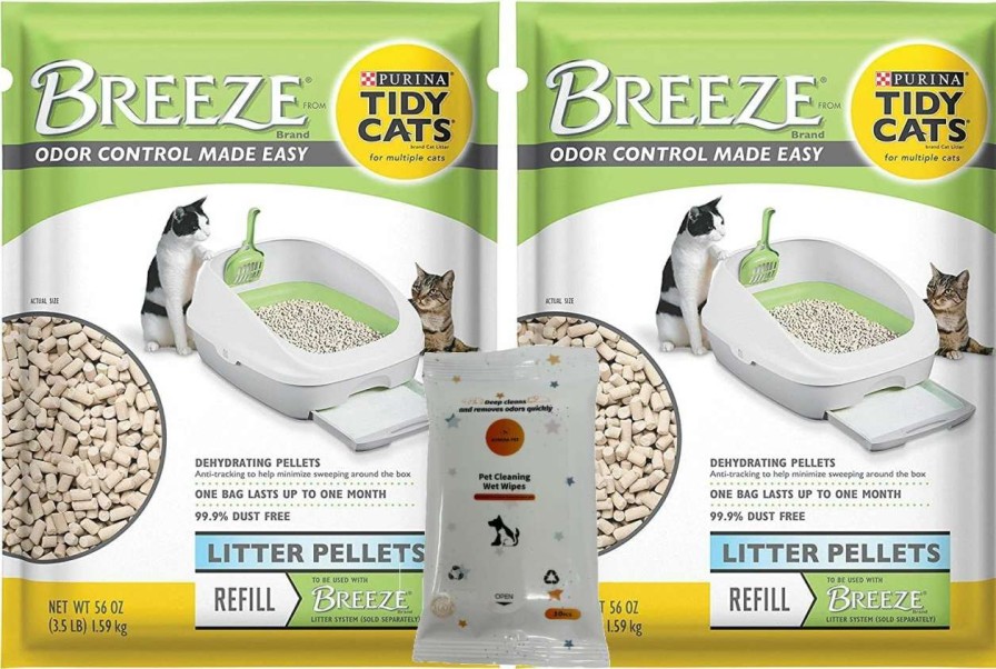 cat litter Aurora Pet | (2 Pack) Tidy Cat Breeze Pellets, 3.5 Lbs With Aurora Pet Wipes