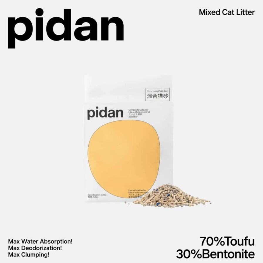 cat litter pidan | Pidan Mix Cat Litter,Clumping Tofu Cat Litter With Bentonite,Dust Free Scent Free,Selected Quality Pea Dregs,5-Fold Water Absorption(7.9Lb 4Bags)