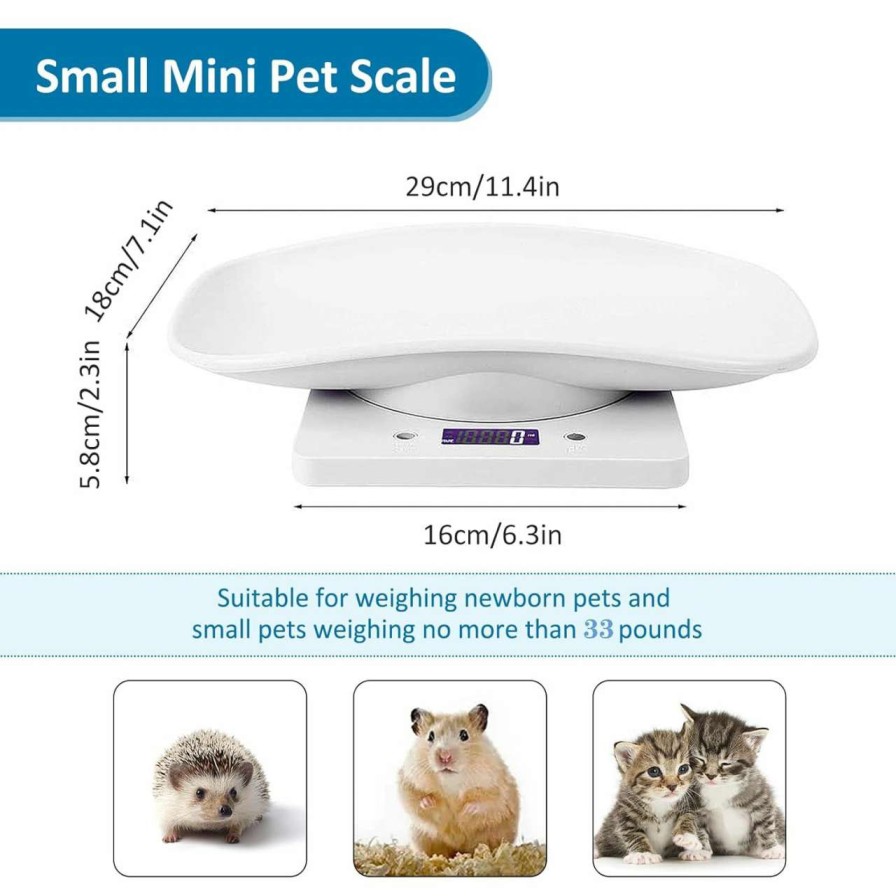 cat food LFGKeng | Lfgkeng Digital Pet Scale, Small Animal Scale With Lcd Display, Multifunction Kitchen Food Scale, Weighing Max 33Lbs, Size 12\"X 8\" Inch For Weight Scale With New Born Kitten And Puppy (White)