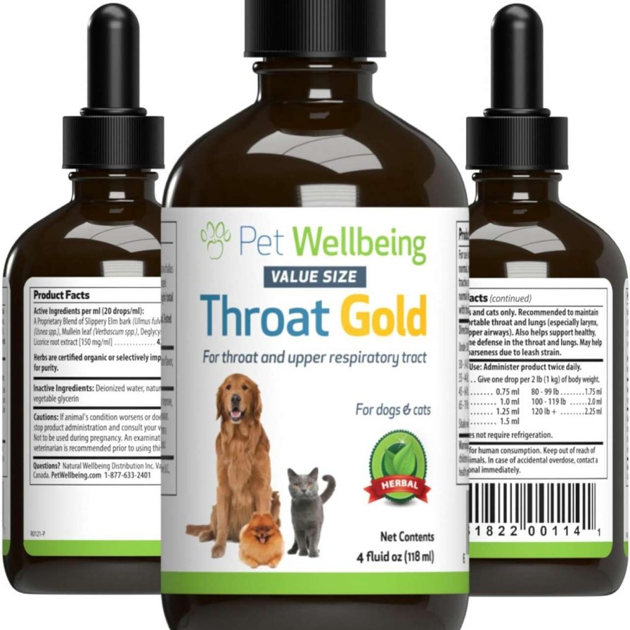 cat food dry Amazon | Pet Wellbeing Throat Gold For Cats - Vet-Formulated - Soothes Throat Discomfort And Occasional Cough, Supports Upper Respiratory Tract - Natural Herbal Supplement 2 Oz (59 Ml)