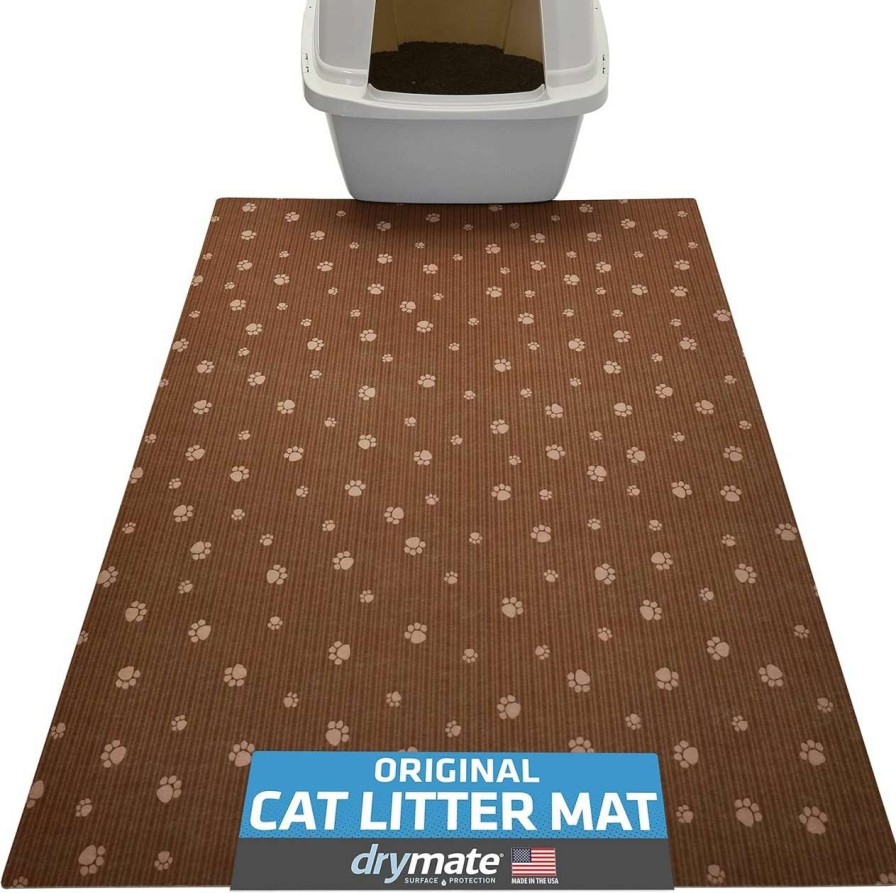 cat litter Drymate | Drymate Original Cat Litter Mat, Contains Mess From Box For Cleaner Floors, Urine-Proof, Soft On Kitty Paws -Absorbent/Waterproof- Machine Washable, Durable (Usa Made) (29"X36")(Taupe Diamond Squares)