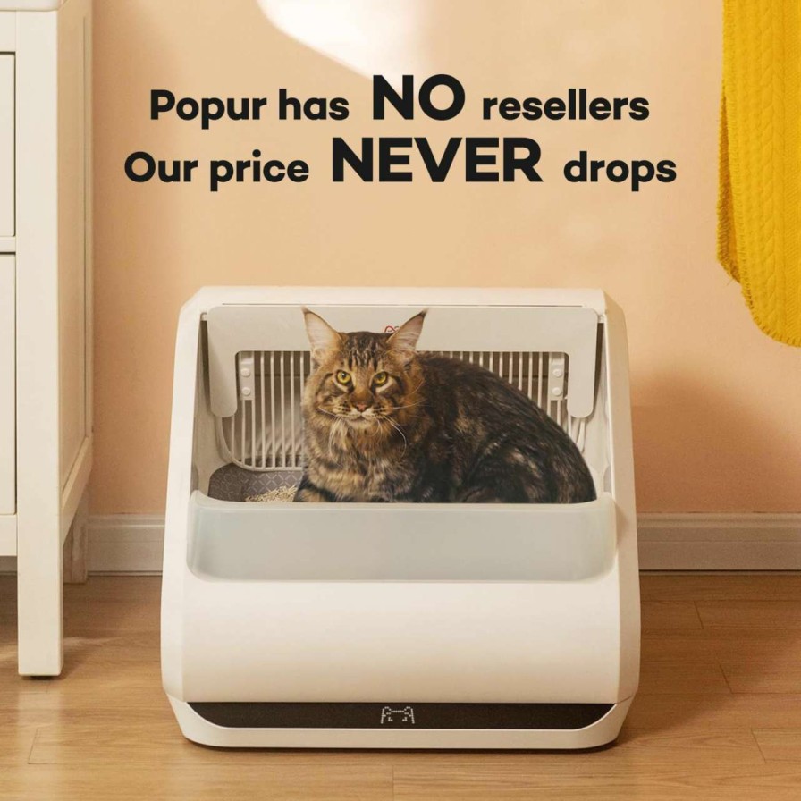 cat litter Popur | Popur X5 Self-Cleaning Litter Box - Automatic Cat Scooping Robot Characterized By The Dual-Box System That Fits Big & Multiple Cats With An Extra-Large Tray Odor Trapping Trash Bin