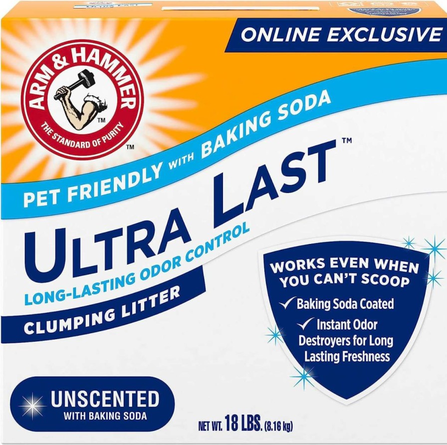 cat litter Arm & Hammer | Arm & Hammer Arm Hammer Ultra Last Unscented Clumping Cat Litter, Multicat 18Lb, Pet Friendly With Baking Soda