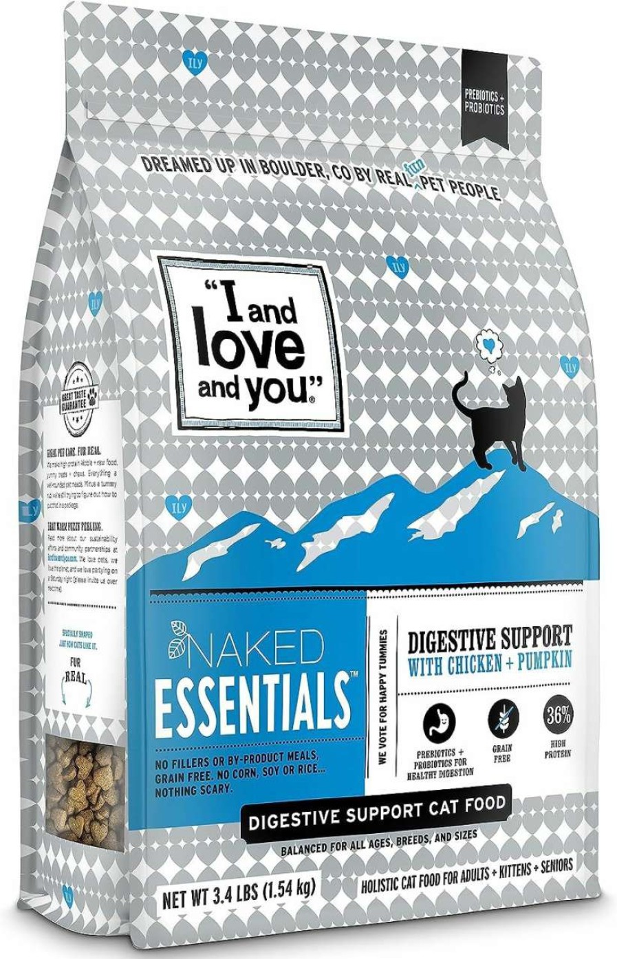 cat food dry I AND LOVE AND YOU | "I And Love And You" Naked Essentials Dry Cat Food - Digestive Support Probiotic Grain-Free Kibble - Chicken + Pumpkin, 3.4-Pound Bag, Model:F18170