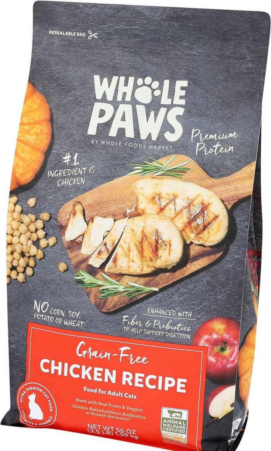 cat food dry Whole Paws | Whole Paws By Whole Foods Market, Grain-Free Adult Cat Food, Organic Chicken Recipe, 3.5 Pound