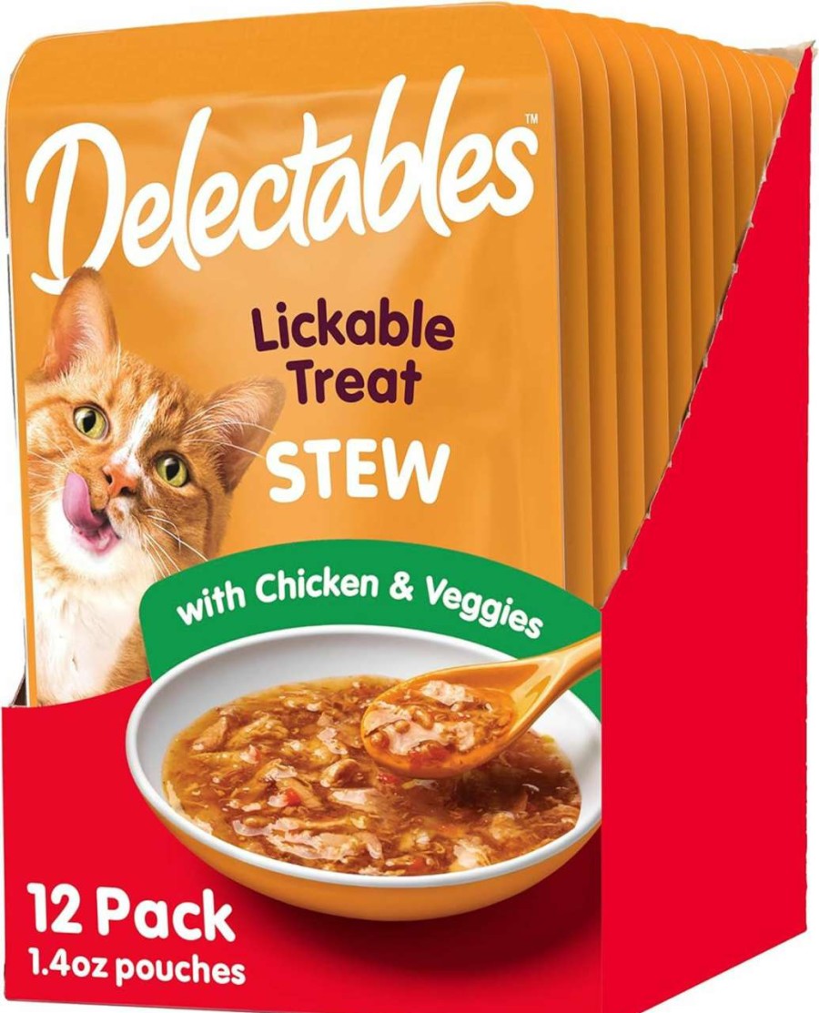 cat food Hartz | Hartz Delectables Stew Lickable Wet Cat Treats For Adult & Senior Cats, Tuna & Shrimp, 12 Count, 1.4 Ounce (Pack Of 12)