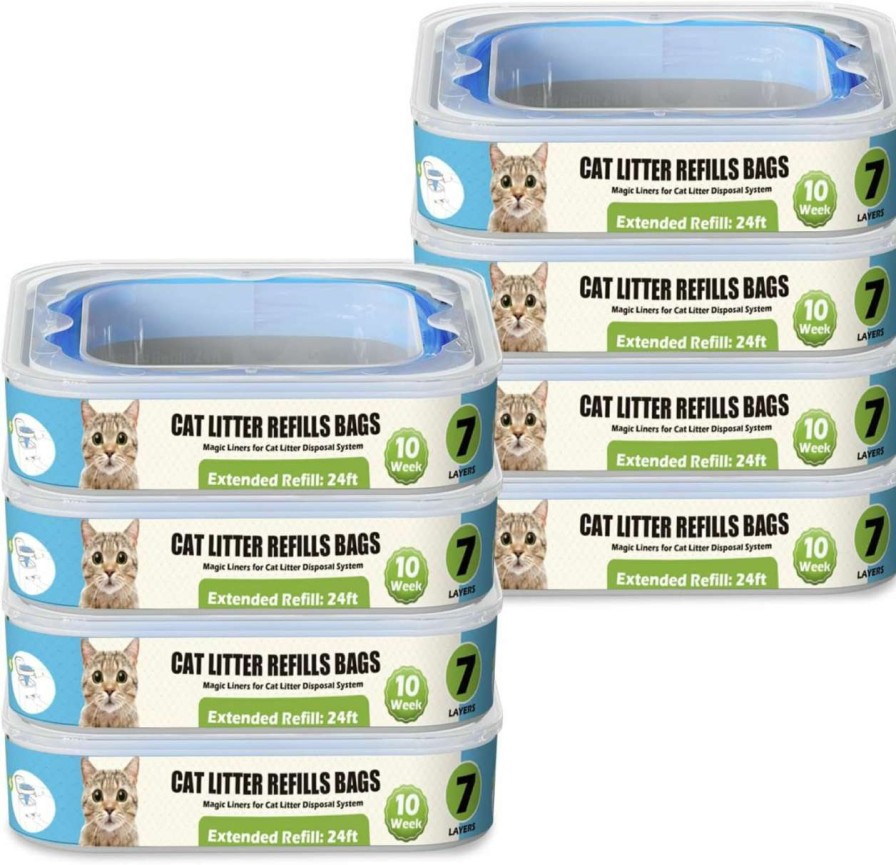 cat litter Zippland | Zippland Cat Litter Refills Cartridge Compatible With Your Genie Litter Standard, Plus And Xl Cat Litter Pail, Pack Of 8