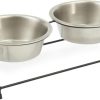 cat food dry PetRageous | Petrageous 91701Ss Bone Anti Slip Non Skid Metal Dog Diner With Two Dishwasher Safe Stainless Steel Bowls Is 4.20-Inch Tall Feeder For Small Dogs And Cats, 1-Cup, Metallic