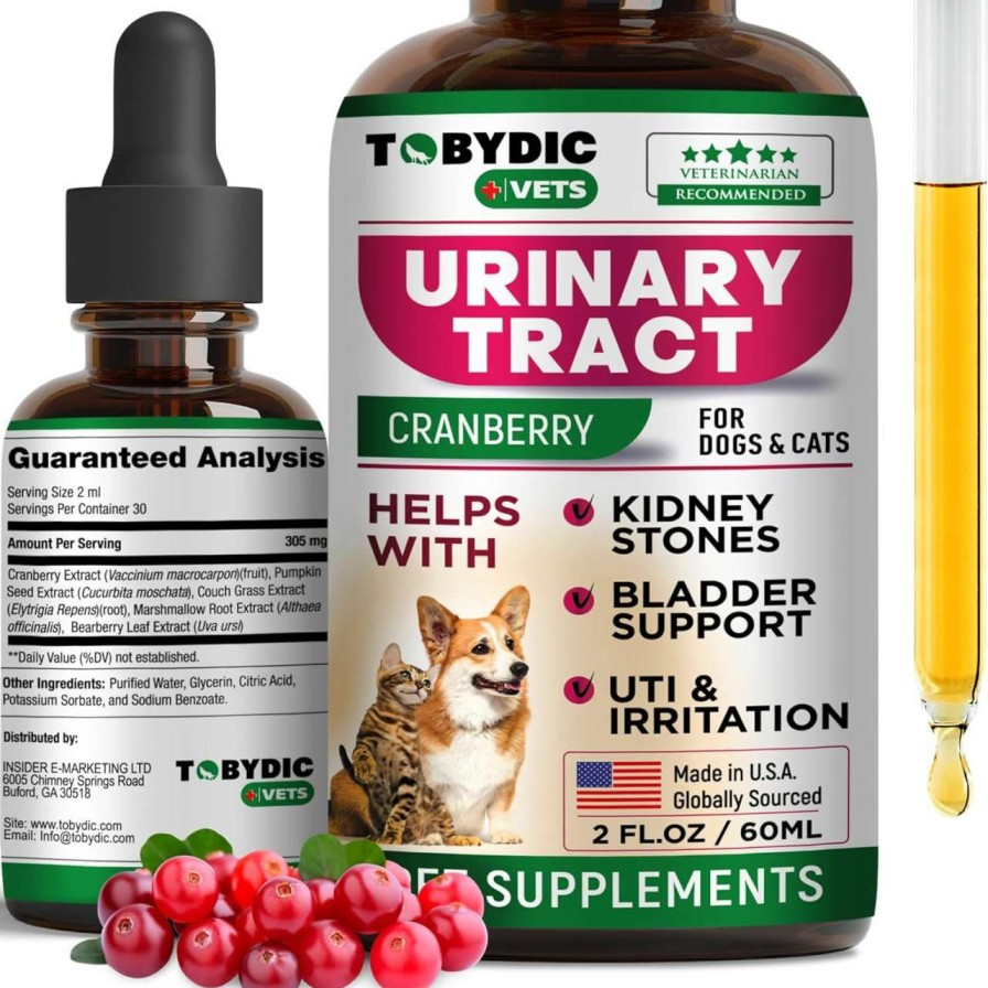 cat food dry TOBYDIC | Cat & Dog Natural Uti Medicine & Urinary Tract Infection Treatment With Cranberry - Kidney + Bladder Support Supplement - Best Prevention For Urine Incontinence & Bladder Stones - Pet Renal Health