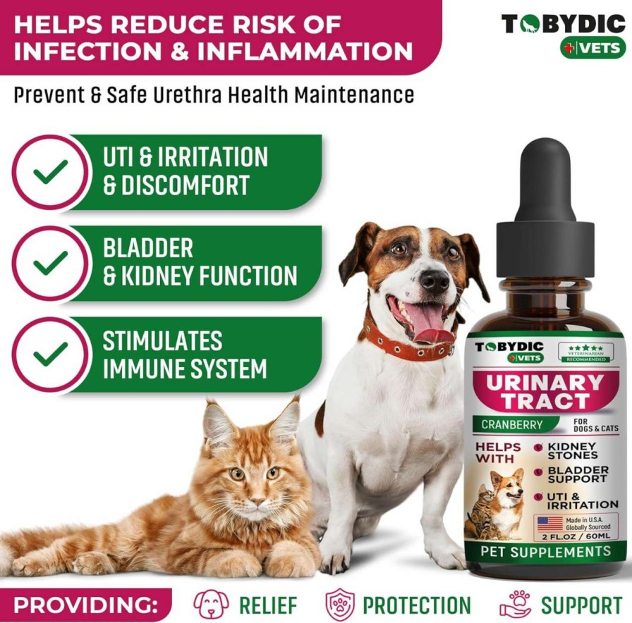 cat food dry TOBYDIC | Cat & Dog Natural Uti Medicine & Urinary Tract Infection Treatment With Cranberry - Kidney + Bladder Support Supplement - Best Prevention For Urine Incontinence & Bladder Stones - Pet Renal Health