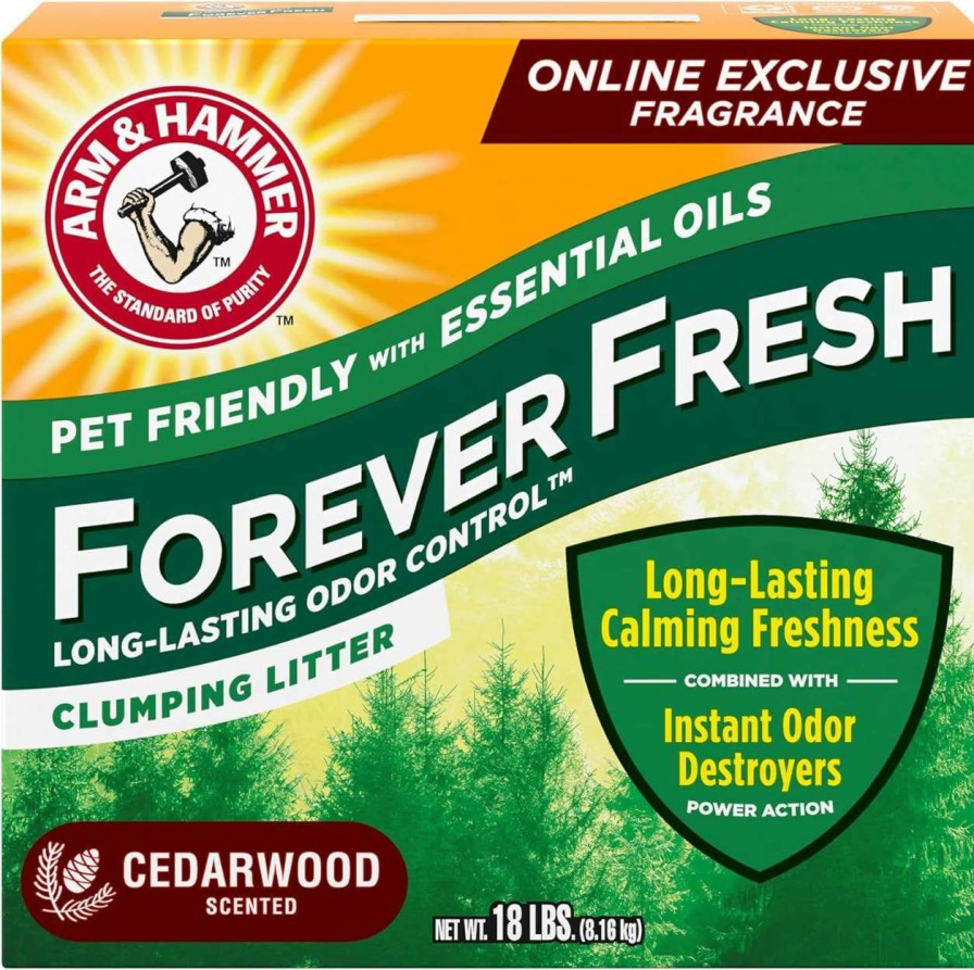 cat litter Arm & Hammer | Arm & Hammer Forever Fresh Clumping Cat Litter Cedarwood, Multicat 18Lb, Pet Friendly With Essential Oils, (Pack Of 1)