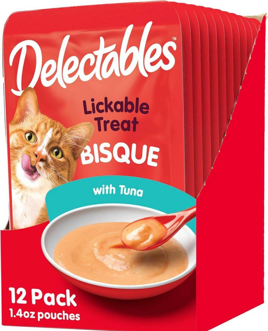 cat food Hartz | Hartz Delectables Bisque Lickable Wet Cat Treats-12 Pack-Tuna - 3270011057