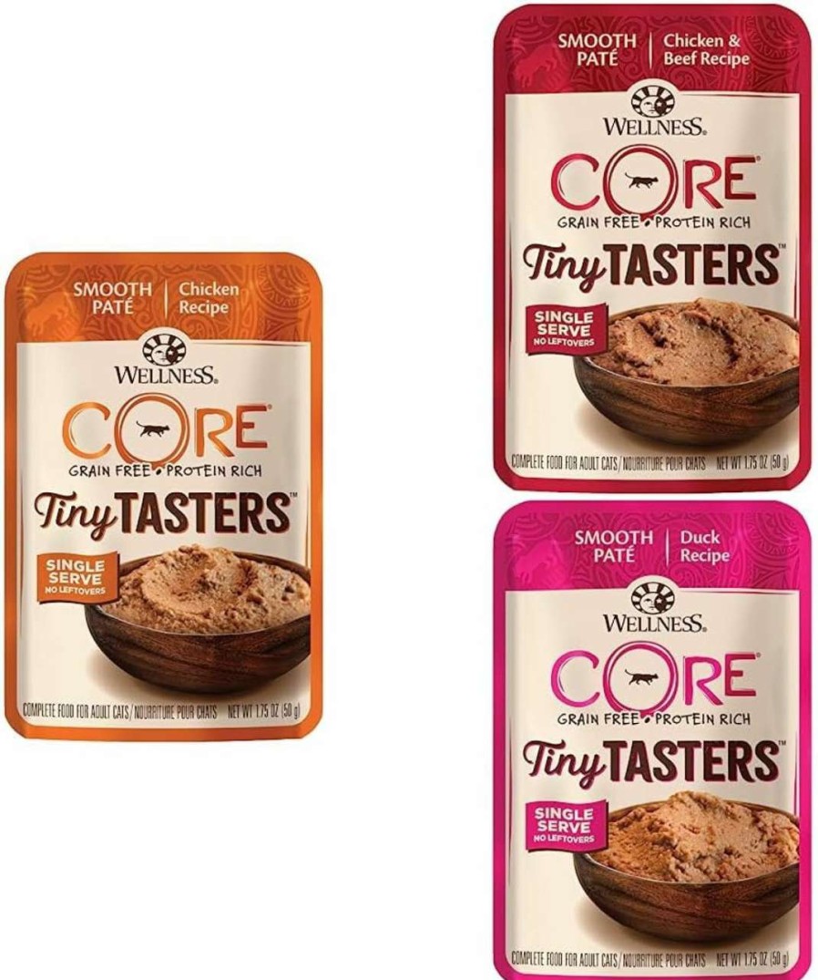 cat food wet Wellness Natural Pet Food | Wellness Core Tiny Tasters Wet Cat Food Variety Bundle, 36 Count: Chicken Pate + Chicken & Beef Pate + Duck Pate