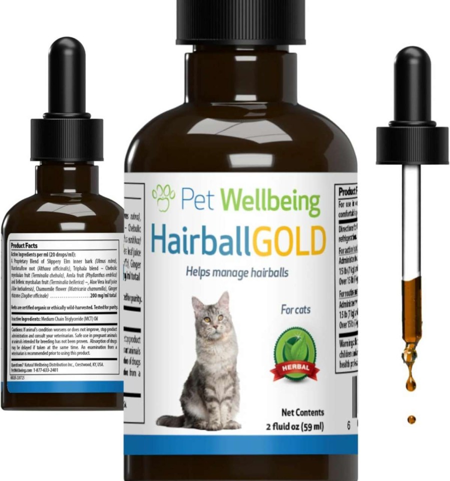 cat food wet Pet Wellbeing | Pet Wellbeing Hairball Gold For Cats - Vet-Formulated - Easy Passage Of Hairballs Through Digestive Tract - No Mineral Oil, All-Natural Lubrication - 2 Oz (59 Ml)