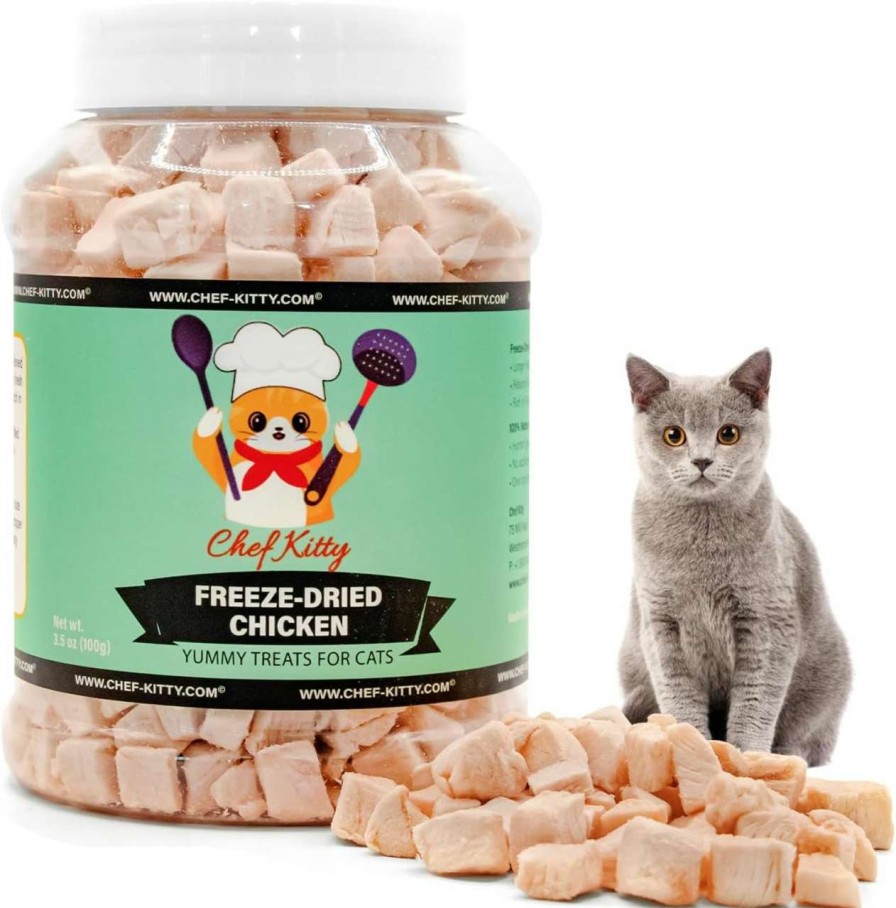 cat food dry Chef Kitty | Chef Kitty Freeze Dried Chicken Cat Treats - Made From 100% Human Grade Chicken Breast Our Freeze Dried Cat Treats Use Only 1 Ingredient - We Make Our Freeze Dried Treats In The Usa - Chicken 1.75Oz