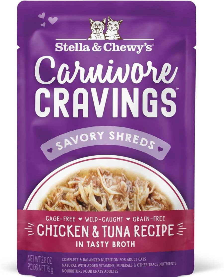 cat food Stella & Chewy's | Stella & Chewy'S Carnivore Cravings Wet Cat Food Pouches Grain Free, Protein Rich Meal, Topper Or Treat Chicken & Chicken Liver Recipe (2.8 Ounce Pouches, Case Of 24)