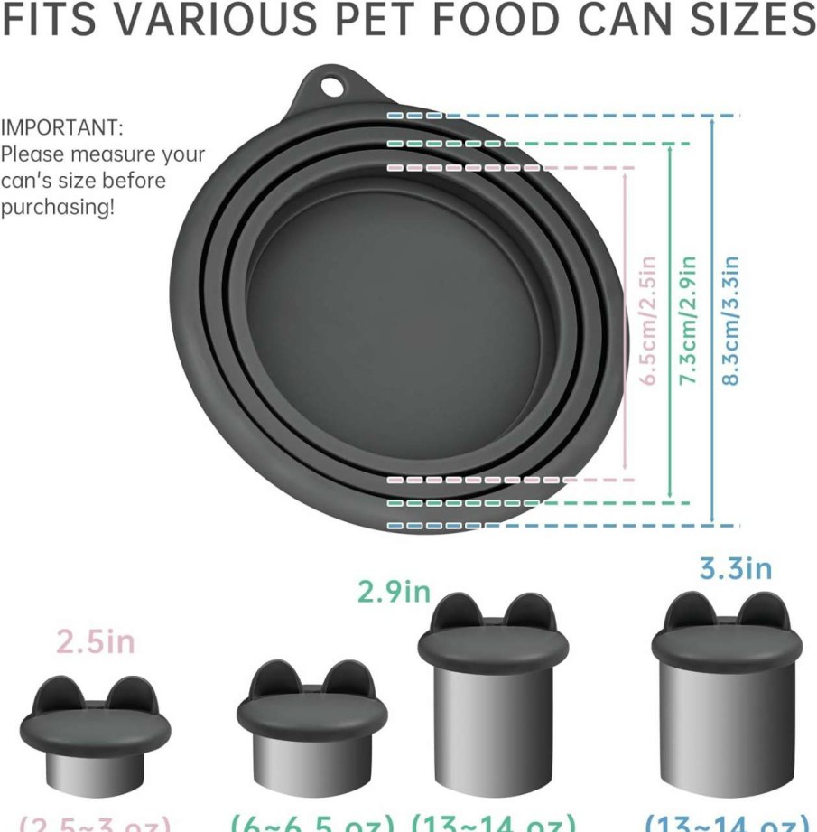 cat food ZooZoo | Zoozoo Reusable Food Can Lid Set, Cute Cat-Ear Pet Food Can Lids, (3, 6, 14Oz Etc.) Universal 1 Fit 3 Standard Size Can Silicone Covers For Cat Dog & Human Can Food, Bpa-Free & Dishwasher-Safe, 4 Pack