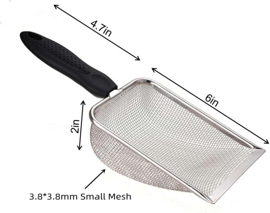 cat litter FIRSAL | Firsal Cat Litter Scoop Stainless Steel Mesh Scooper Long Handle Deep Shovel Non-Stick Coated Metal Litter Scoop For Litter Box Kitten Pooper Lifter (Hole:3.8Mm/Regular Cat Litter Scoop)