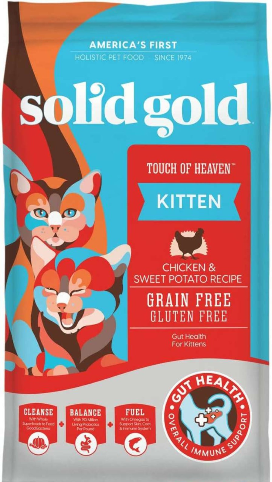 cat food dry Solid Gold | Solid Gold Dry Kitten Food - Made With Real Chicken And Sweet Potato - Touch Of Heaven Grain Free Dry Cat Food For Kittens - Wet Kitten Food Pate - Made With Real Chicken For Kittens - High Protein Gr