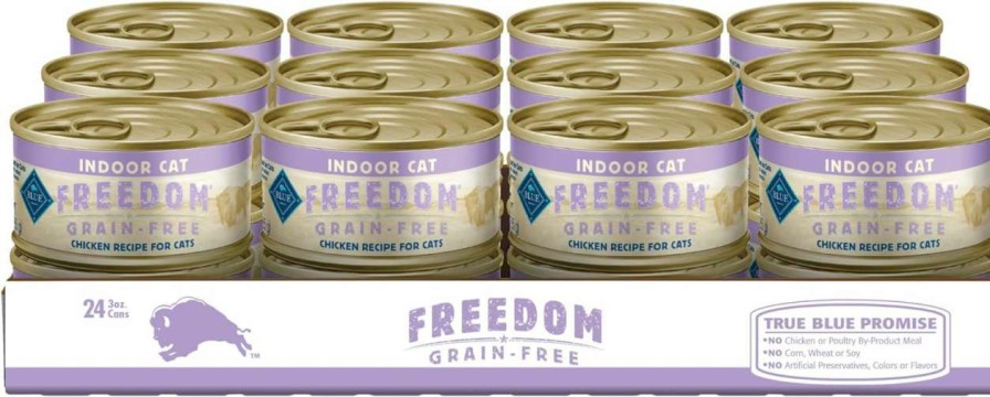 cat food wet Blue Buffalo | Blue Buffalo Freedom Grain Free Natural Adult Pate Wet Cat Food, Indoor Chicken 5.5-Oz Cans (Pack Of 24)