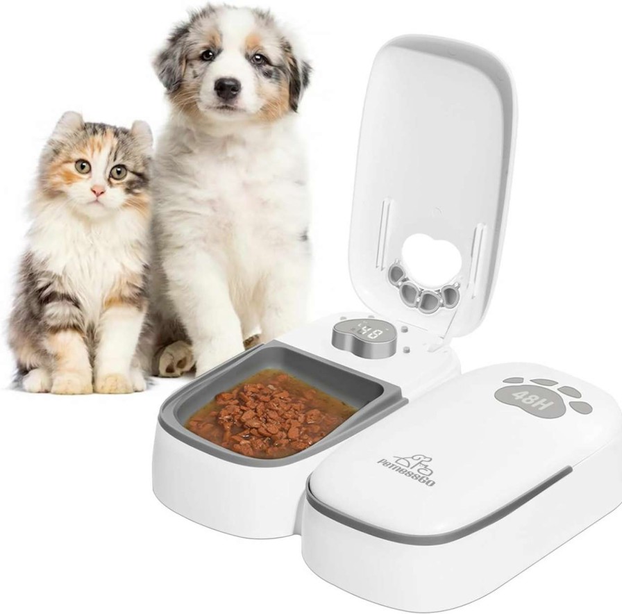 cat food dry SKAILING | Skailing Automatic Cat Feeder 2 Meal, 48H Timer Wet Dry Cat Food Dispenser, With Display And Power Saving Mode, For Cat And Dog Automatic Feeder