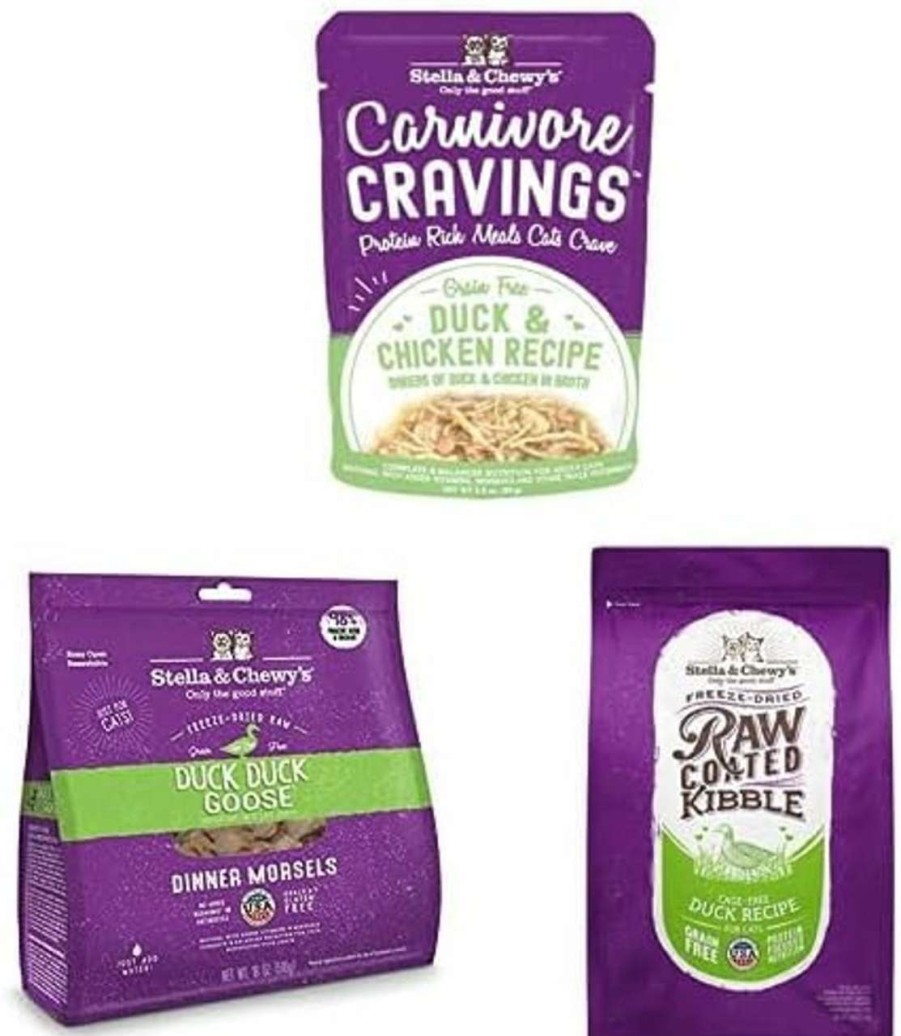 cat food dry Stella & Chewy's | Stella & Chewy'S Cat Food Duck Superpack - Wet Food Pouches + Freeze-Dried Dinner Morsels + Dry Food Bundle