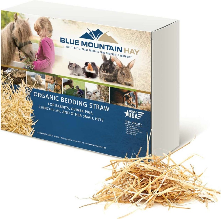 cat litter Blue Mountain Hay | Blue Mountain Hay Organic Bedding Straw (5 Lb) For Guinea Pigs, Chinchillas, Rabbits, Hamsters, Chickens, Stray And Feral Cats, Chicken Coops And Small Pet Shelters | Absorbent, Warm, Soft & Fresh