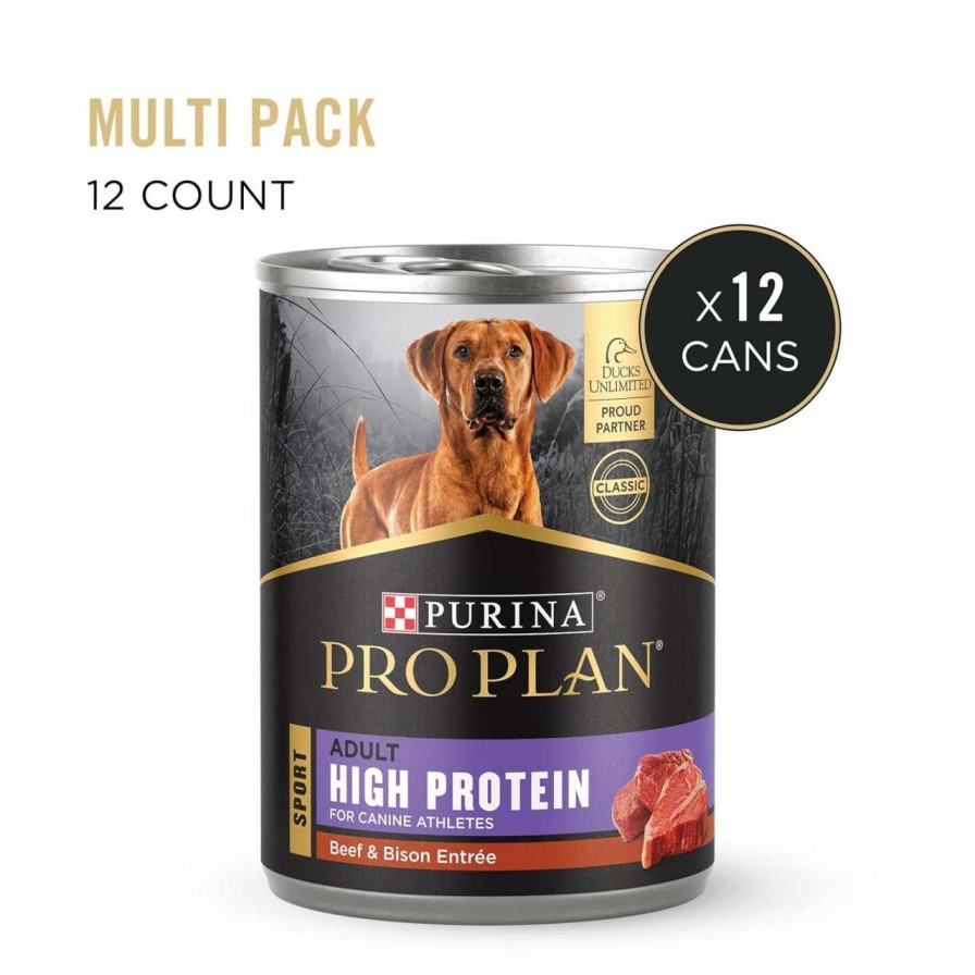 cat food wet Purina Pro Plan | Purina Pro Plan Sport High Protein Beef & Bison Entree Wet Dog Food - (12) 13 Oz. Cans